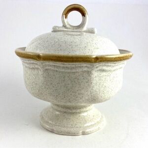 Mikasa Garden Club Sugar Bowl with Lid EC 400 Speckled Stoneware Vintage Kitchen